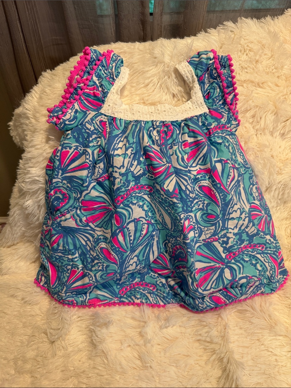 Lilly Pulitzer Pink & Teal Printed Ruffle Dress
